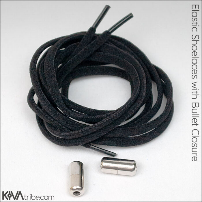 Elastic laces with bullet closure (black) by Kiva Tribe