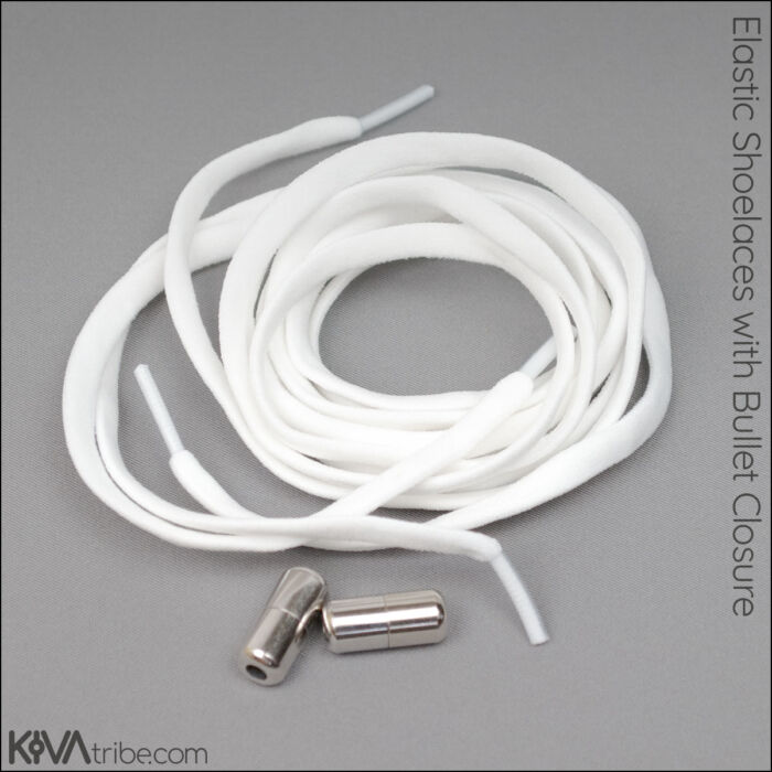 Elastic laces with bullet closure (white) by Kiva Tribe