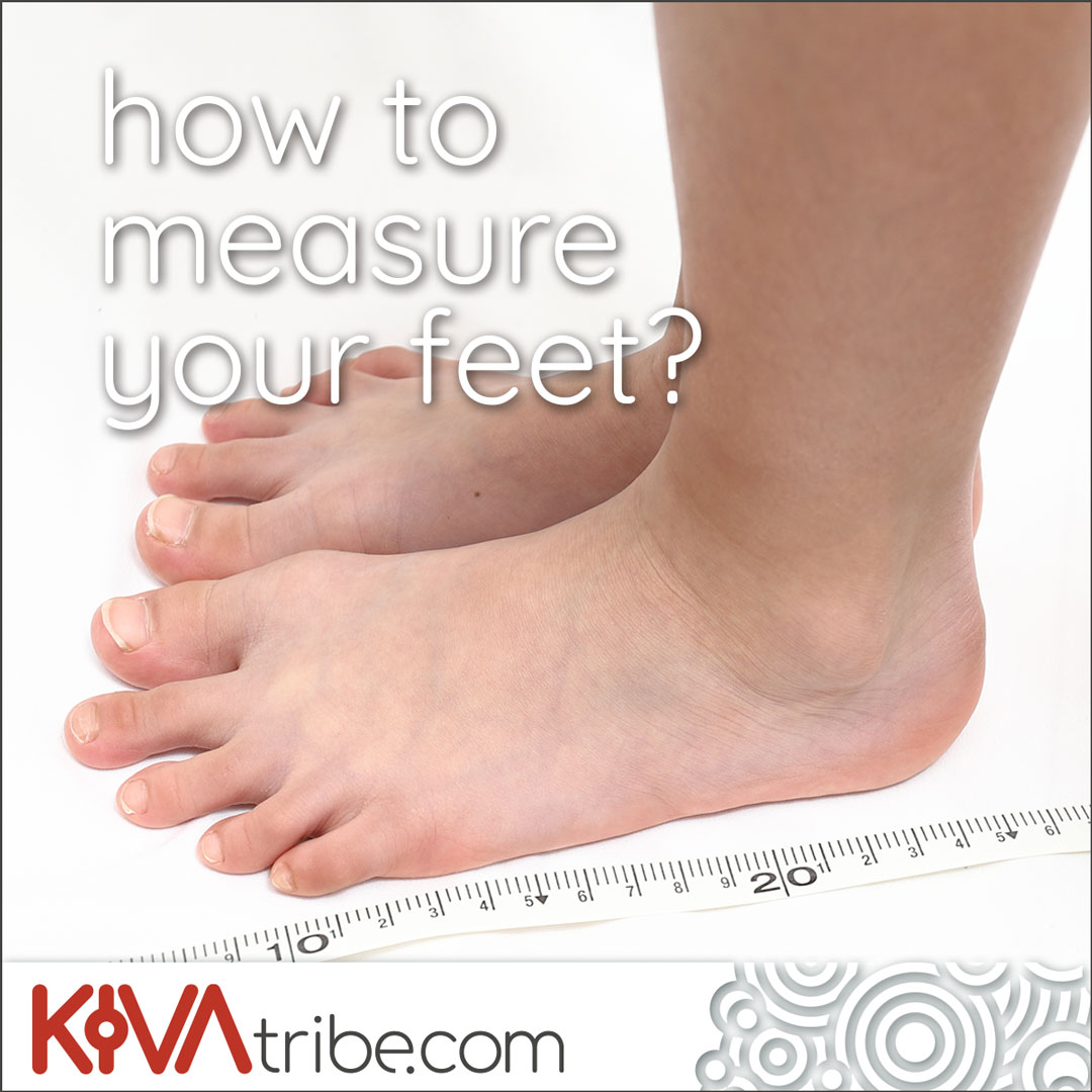 Someone holding a tape measure next to a pair of feet with the words "how to measure your feet?"